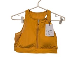 NWT Knix High Energy Mustard Zip-Front Bikini Top Size Large